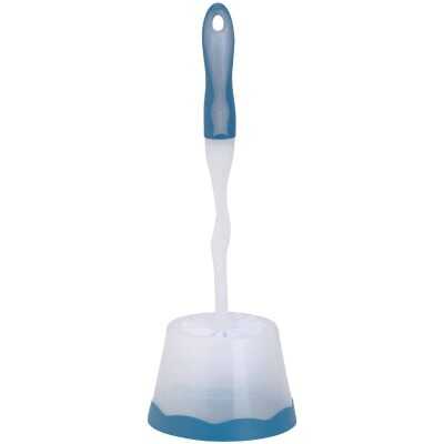 21 In. Polypropylene Bristle Toilet Bowl Brush Set With Caddy